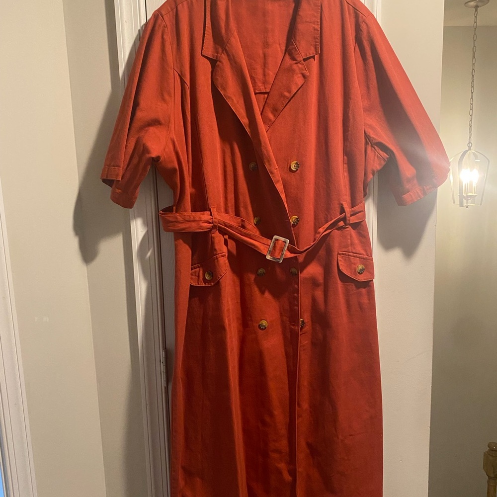 ❤️ASOS Curve denim double breasted midi dress with short sleeve in rust US24. - Picture 2 of 4